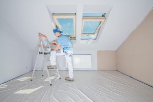 Interior residential painter preparing